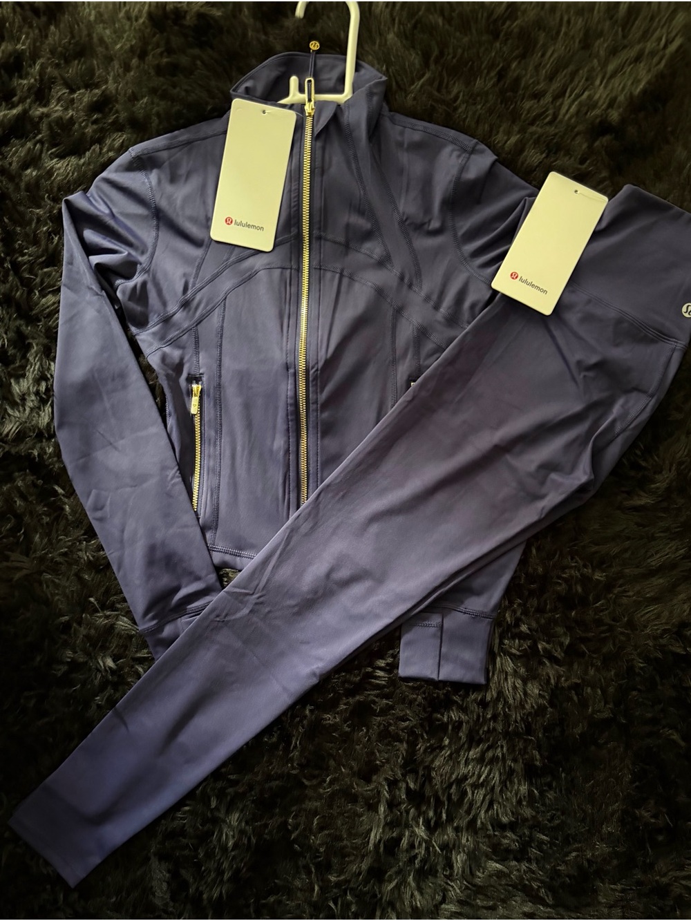lululemon athletica Men's Navy Performance Zip Jacket with Yellow Accents
